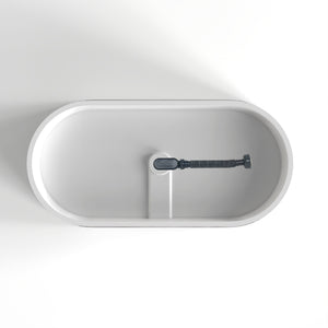 59 Inch Freestanding Solid Surface Soaking Bathtub