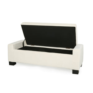 50" Ottoman Bench in Textured Fabric with Hidden Storage