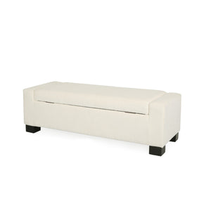 50" Ottoman Bench in Textured Fabric with Hidden Storage