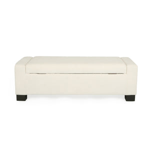 50" Ottoman Bench in Textured Fabric with Hidden Storage