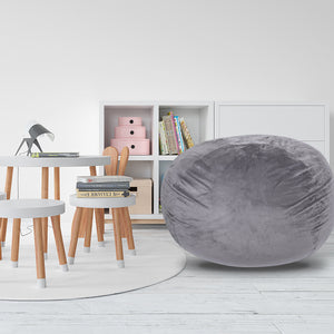 Minky Velvet Bean Bag Chair - Grey 5ft Plush Floor Chair
