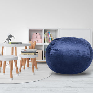 Minky Velvet Bean Bag Chair - Navy 5ft Plush Floor Chair