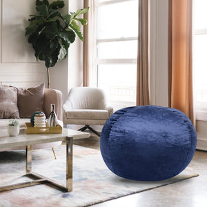 Minky Velvet Bean Bag Chair - Navy 5ft Plush Floor Chair