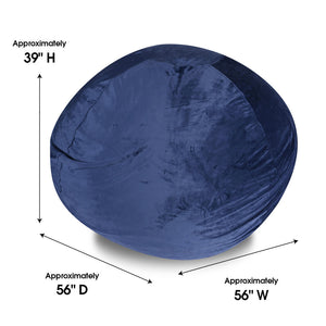 Minky Velvet Bean Bag Chair - Navy 5ft Plush Floor Chair