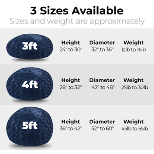 Faux Fur Bean Bag Chair - Navy 3ft