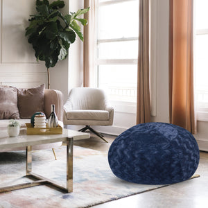Faux Fur Bean Bag Chair - Navy 3ft