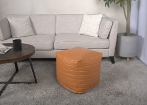 Candy Contemporary Faux Leather Square Pouf
