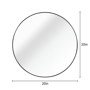 Black 20 Inch Metal Round Bathroom Mirror