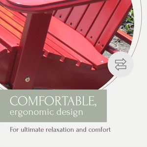 Northbeam Outdoor Portable Foldable Wooden Adirondack Deck Lounge Chair, Red