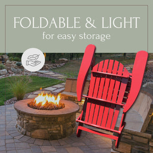 Northbeam Outdoor Portable Foldable Wooden Adirondack Deck Lounge Chair, Red