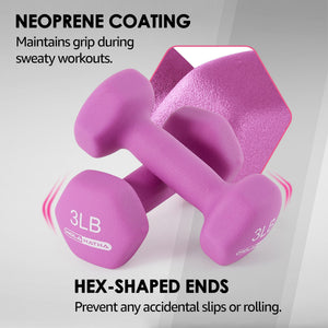 HolaHatha 3, 5 and 8 Pound Neoprene Dumbbell Strength Training Weights Set Rack