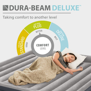 Intex Dura Beam Plus Deluxe Blow Up Air Mattress Bed with Built In Pump, King