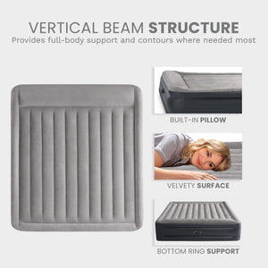 Intex Dura Beam Plus Deluxe Blow Up Air Mattress Bed with Built In Pump, King