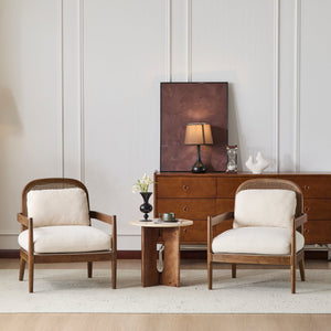 Elliston Rattan Backrest Solid Wood Accent Chair with Cushions - Set of 2