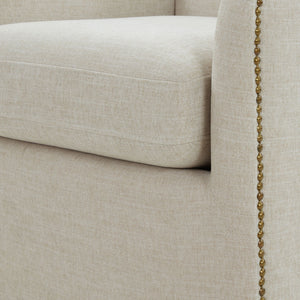 Tolland - Swivel Accent Chair With Antique Brass Nailhead Trim - Beige