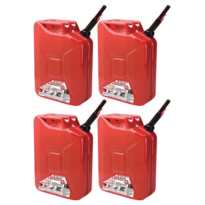 Midwest Can Company 5-Gallon Metal Gas Can with Quick Flow Spout, Red (4 Pack)