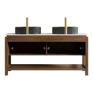 Indigo 60" Bathroom Vanity with Sintered Stone Countertop and Vessel Sink