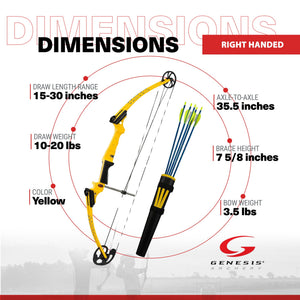 Genesis Original Archery Compound Bow and Arrow Set, Draw Hand-Right, Yellow
