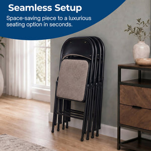 MECO 4-Pack of Deluxe Corrin Fabric Padded Folding Chairs with 16 x 16 Inch Seat