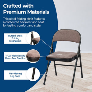 MECO 4-Pack of Deluxe Corrin Fabric Padded Folding Chairs with 16 x 16 Inch Seat
