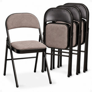 MECO 4-Pack of Deluxe Corrin Fabric Padded Folding Chairs with 16 x 16 Inch Seat