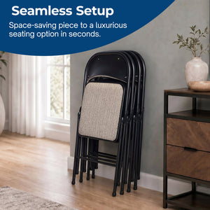 MECO 4-Pack of Deluxe Motif Fabric Padded Folding Chairs with 16 x 16 Inch Seat