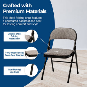 MECO 4-Pack of Deluxe Motif Fabric Padded Folding Chairs with 16 x 16 Inch Seat