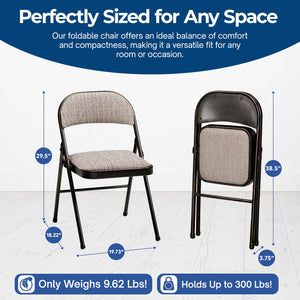 MECO 4-Pack of Deluxe Motif Fabric Padded Folding Chairs with 16 x 16 Inch Seat