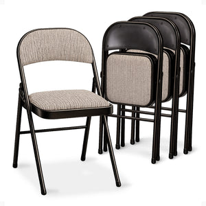 MECO 4-Pack of Deluxe Motif Fabric Padded Folding Chairs with 16 x 16 Inch Seat