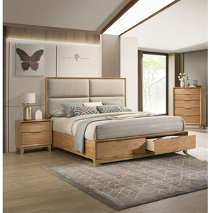 1 Piece 2 Drawer Nightstand - Natural Wood