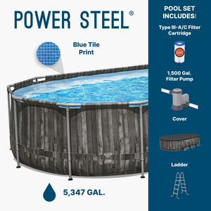 Bestway Power Steel 20' x 12' x 48" Oval Above Ground Outdoor Swimming Pool Set