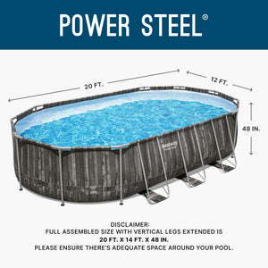 Bestway Power Steel 20' x 12' x 48" Oval Above Ground Outdoor Swimming Pool Set