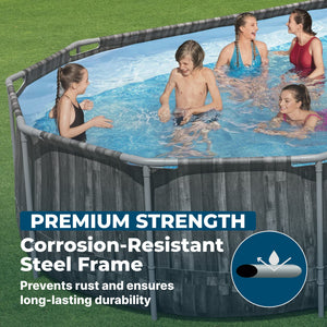 Bestway Power Steel 20' x 12' x 48" Oval Above Ground Outdoor Swimming Pool Set