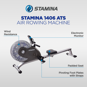 Stamina Products 1406 ATS Folding Cardio Exercise Air Rower Rowing Machine, Gray
