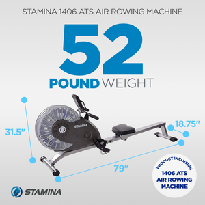 Stamina Products 1406 ATS Folding Cardio Exercise Air Rower Rowing Machine, Gray