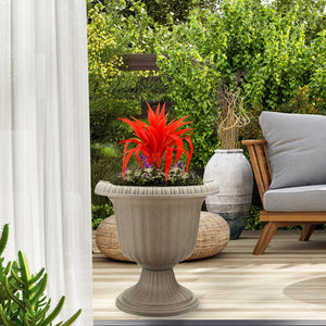 Southern Patio (2 Pack) 14" Outdoor Lightweight Resin Utopian Urn Planter, Stone