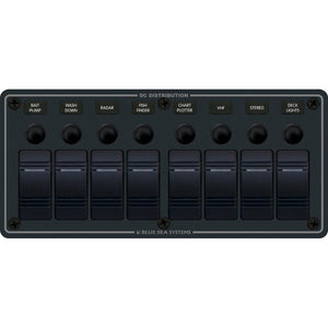 Blue Sea 8371 Water Resistant Panel - 8 Position - Black - Horizontal Mount