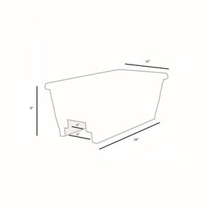 HC Companies 24 Inch Deck Rail Box Planter with Drainage Holes, White (3 Pack)