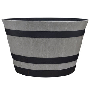 Southern Patio HDR-055457 Resin Whiskey Barrel Outdoor Garden Planter Pot, Gray - TRAPSKI
