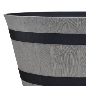Southern Patio HDR-055457 Resin Whiskey Barrel Outdoor Garden Planter Pot, Gray - TRAPSKI