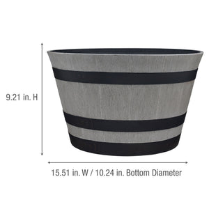 Southern Patio HDR-055457 Resin Whiskey Barrel Outdoor Garden Planter Pot, Gray - TRAPSKI