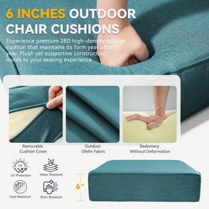 6" Thicker Outdoor Chair Cushion Set - Peacock
