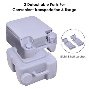 5.3 Gallon Portable Toilet with Waste Tank and Built-in Rotating Spout-Gray