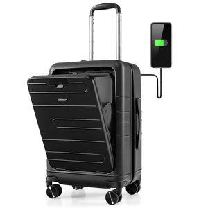 20 Inch Carry-on Luggage PC Hardside Suitcase TSA Lock with Front Pocket and USB Port