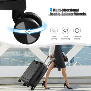 20 Inch Carry-on Luggage PC Hardside Suitcase TSA Lock with Front Pocket and USB Port