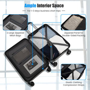 20 Inch Carry-on Luggage PC Hardside Suitcase TSA Lock with Front Pocket and USB Port