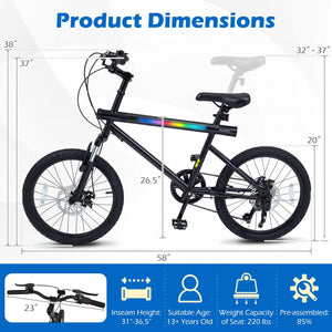 20 Inch Commuter Bicycle LED-lit with 6-Speed Shimano Twist Shifting and Stereo Speakers