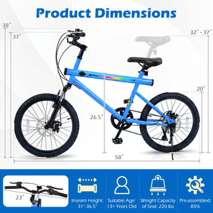20 Inch Commuter Bicycle LED-lit with 6-Speed Shimano Twist Shifting and Stereo Speakers
