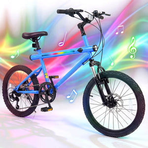 20 Inch Commuter Bicycle LED-lit with 6-Speed Shimano Twist Shifting and Stereo Speakers