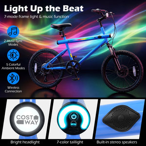 20 Inch Commuter Bicycle LED-lit with 6-Speed Shimano Twist Shifting and Stereo Speakers